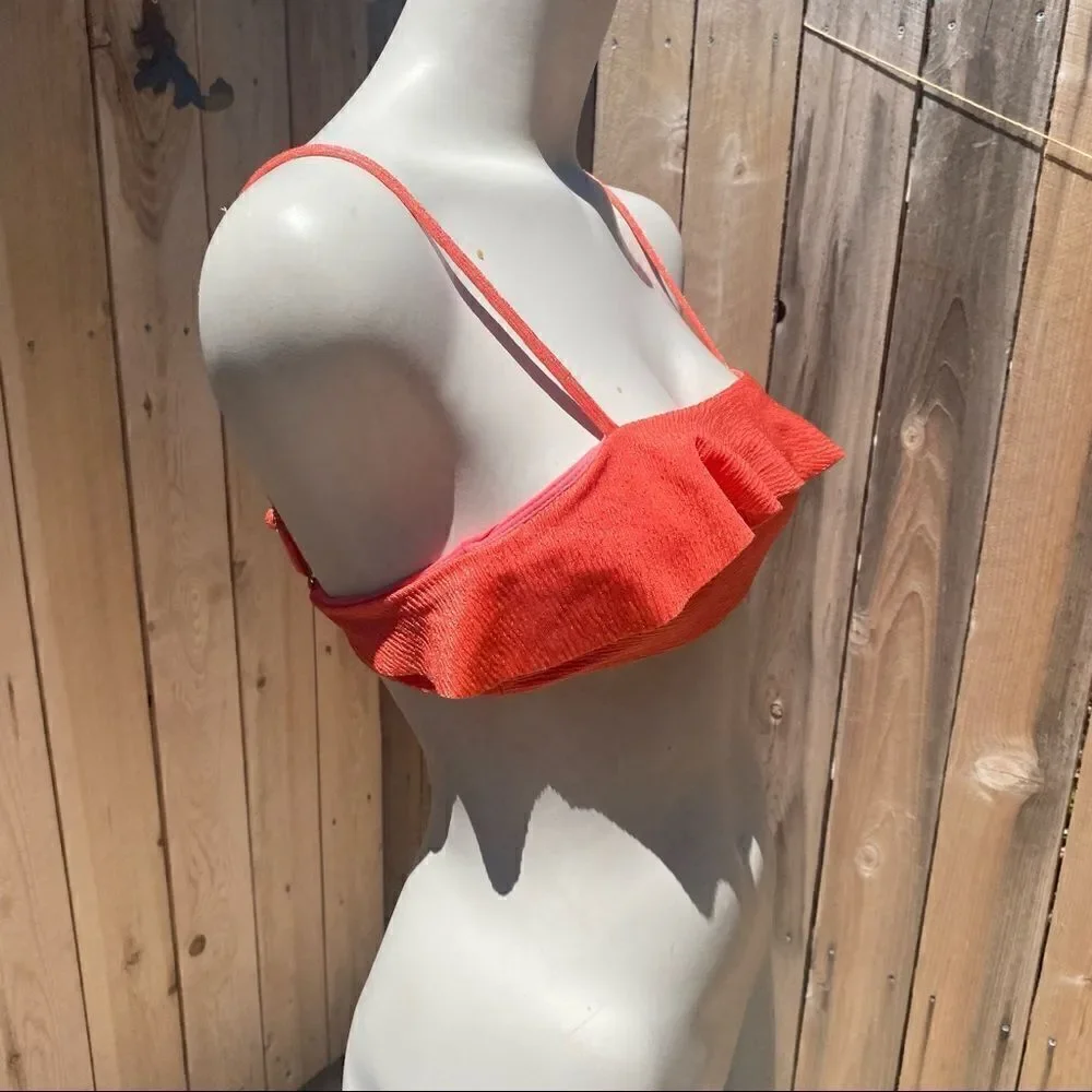 Lovers + Friends ruffle Anga bikini Top in Salmon size XS - Picture 4 of 8